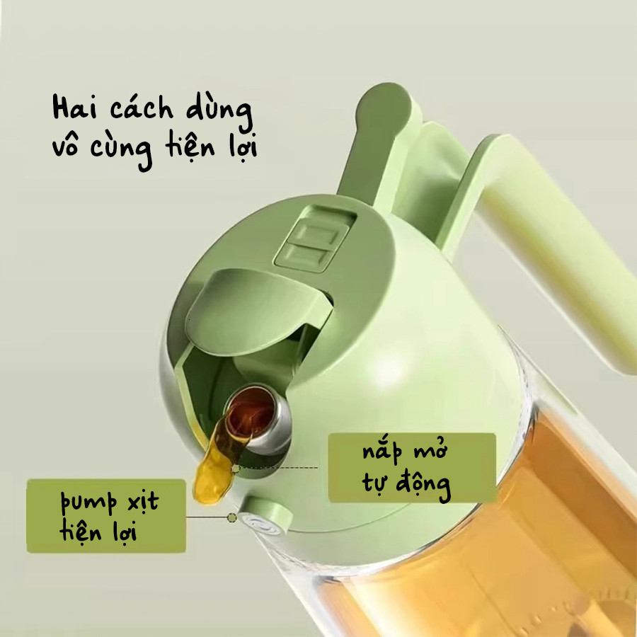 Bình Thủy Tinh Đựng Dầu Ăn, Chai Đựng Dầu Ăn 470ml Siêu Tiện Ích 2in1 Rót và Xịt Lo009