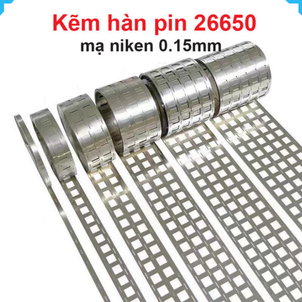 Kẽm hàn pin 26650 mạ niken 0.15mm, 2 hàng dùng khung