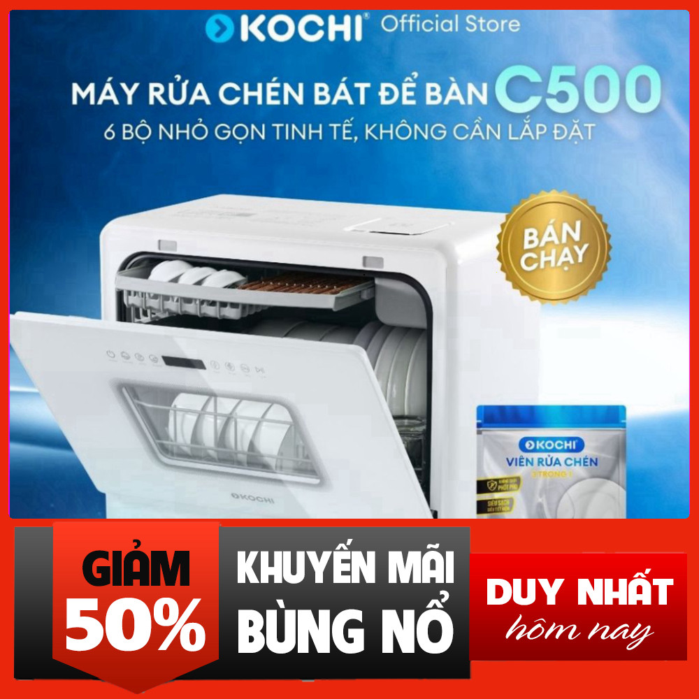Nhắn shop đặt hàng  Máy Rửa Chén KOCHI C500, 6 Bộ Tăng Công Suất 5+1 Giữ Bát Đĩa Sạch Bền Tình Trẻ .