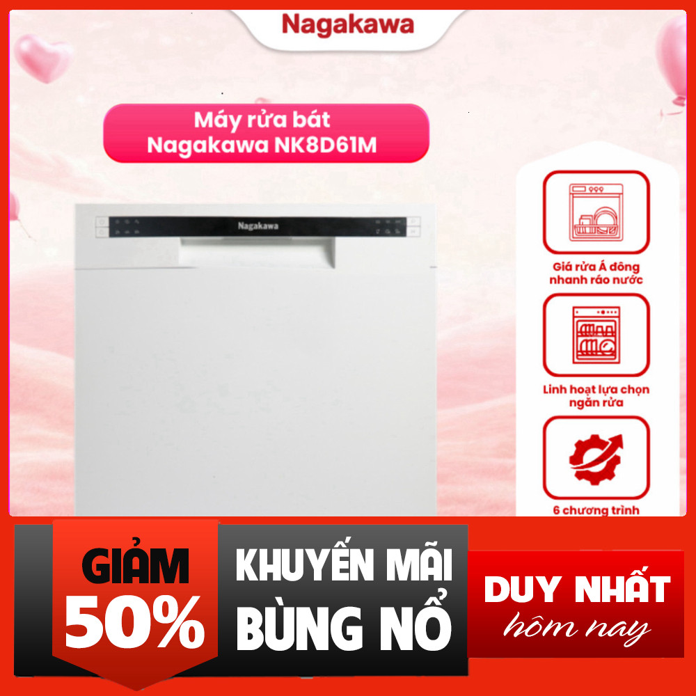Nhắn shop đặt hàng  - Máy rửa bát Nagakawa NK8D61M 8 Bộ Cao Cấp Sức Chứa, 2 Năm Bảo Hành . .