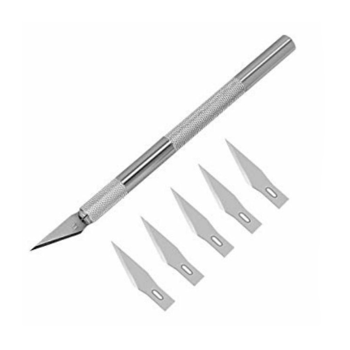 Dao Rọc Giấy Gỗ Thủ Công Tỉa Tạc Mô Hình Sáng Tạo Dao có 6 lưỡi dao, tiện dụng để rọc giấy, tỉa gỗ, 