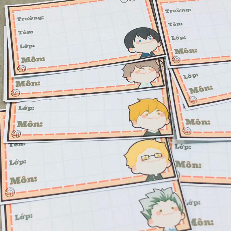 [Nhãn vở Haikyuu] Gói 10 miếng nhãn vở anime, nhãn dán tập, sách