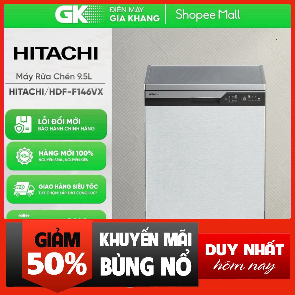 Nhắn shop đặt hàng  Máy Rửa Bát Độc Lập Hitachi HDF-F146VX 14kg 60db Hẹn Giờ Tiết Kiệm Nước .