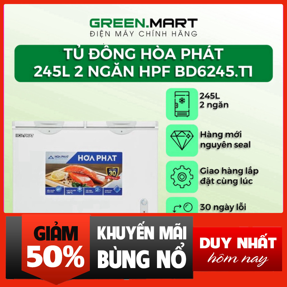 Nhắn shop đặt hàng  - Tủ đông 245 Lít Hòa Phát BD6245 2 ngăn làm lạnh nhanh
Lưu ý: Tiêu đề đã được v