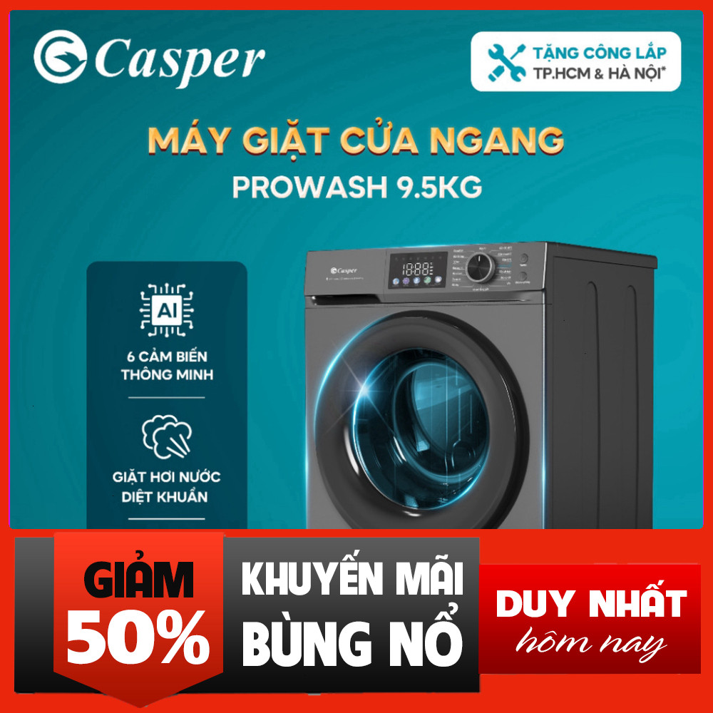 Nhắn shop đặt hàng  Máy Giặt Cửa Ngang 9.5kg WF-D95VGR1 Casper 2 Năm Bảo Hành .