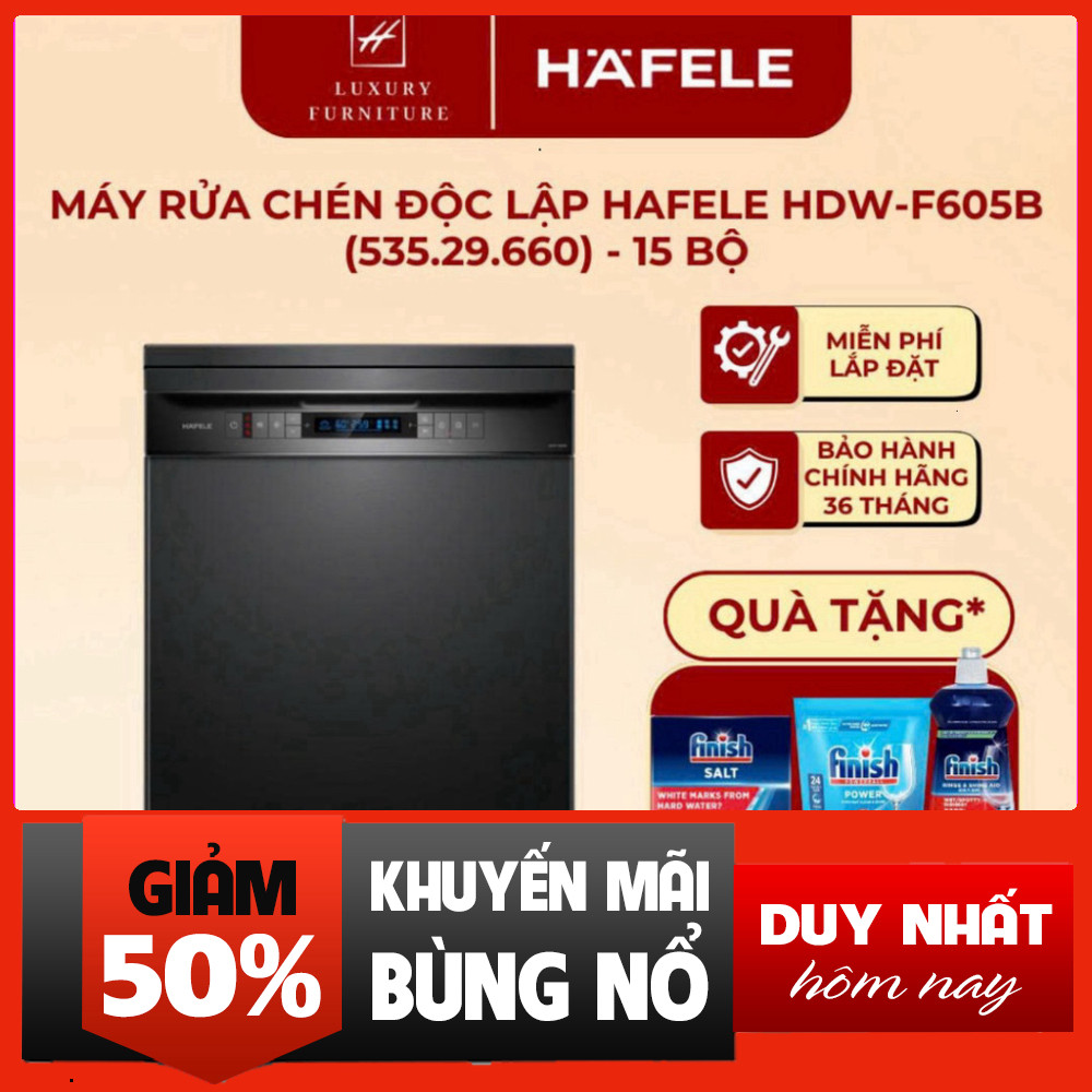 Nhắn shop đặt hàng  Máy Rửa Chén Hafele HDW-F605B TỐT 6 Bộ Đĩa Bền Chắn Tình Dầu Trước Bảo hành 2 Nă