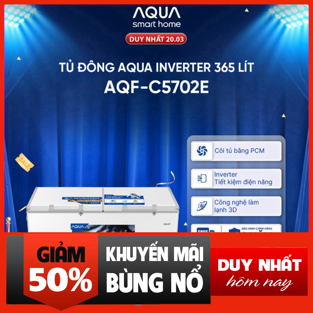 Nhắn shop đặt hàng  - Tủ Đông Aqua Inverter 365Lít AQF-C5702E Chở Hàng Chính Hãng . .