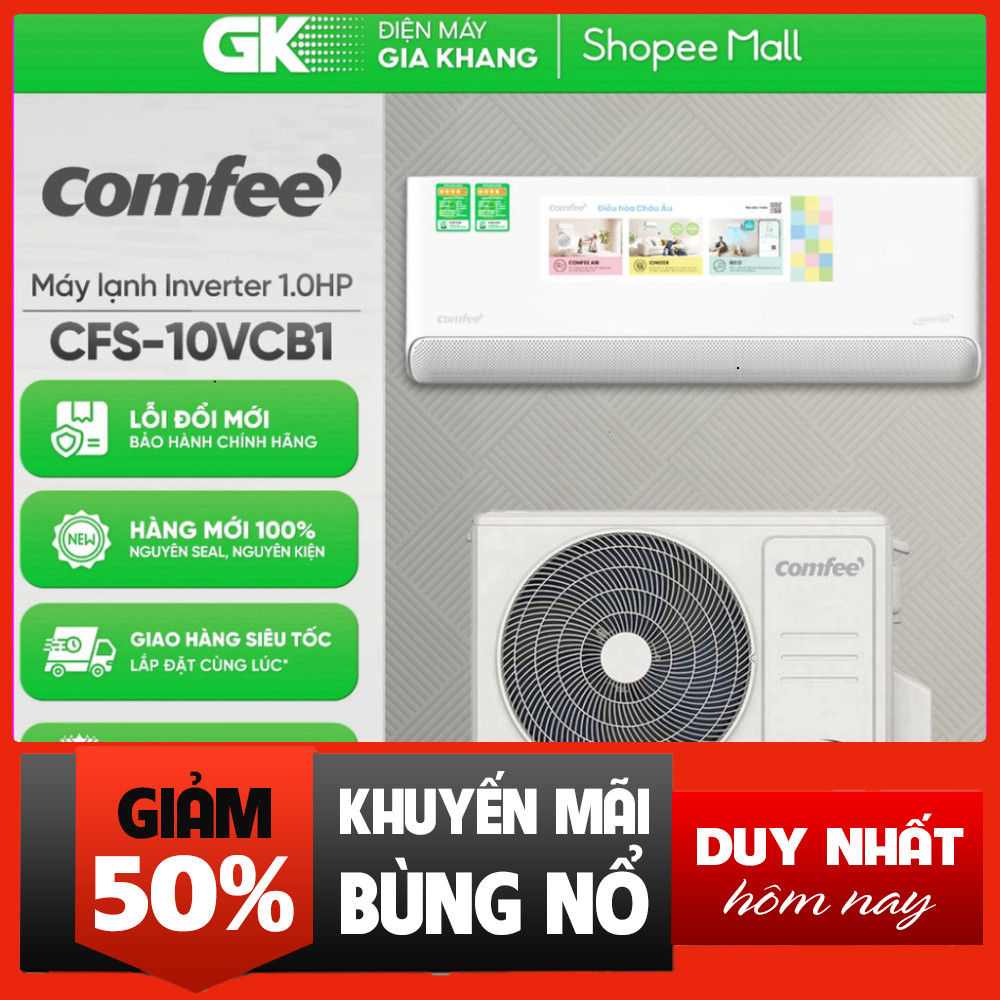 Nhắn shop đặt hàng  Máy Lạnh COMFEE CFS-10VCB1 Inverter 1 Ngựa Công Nghiệp Cao Cấp Tích Hợp Công Ngh