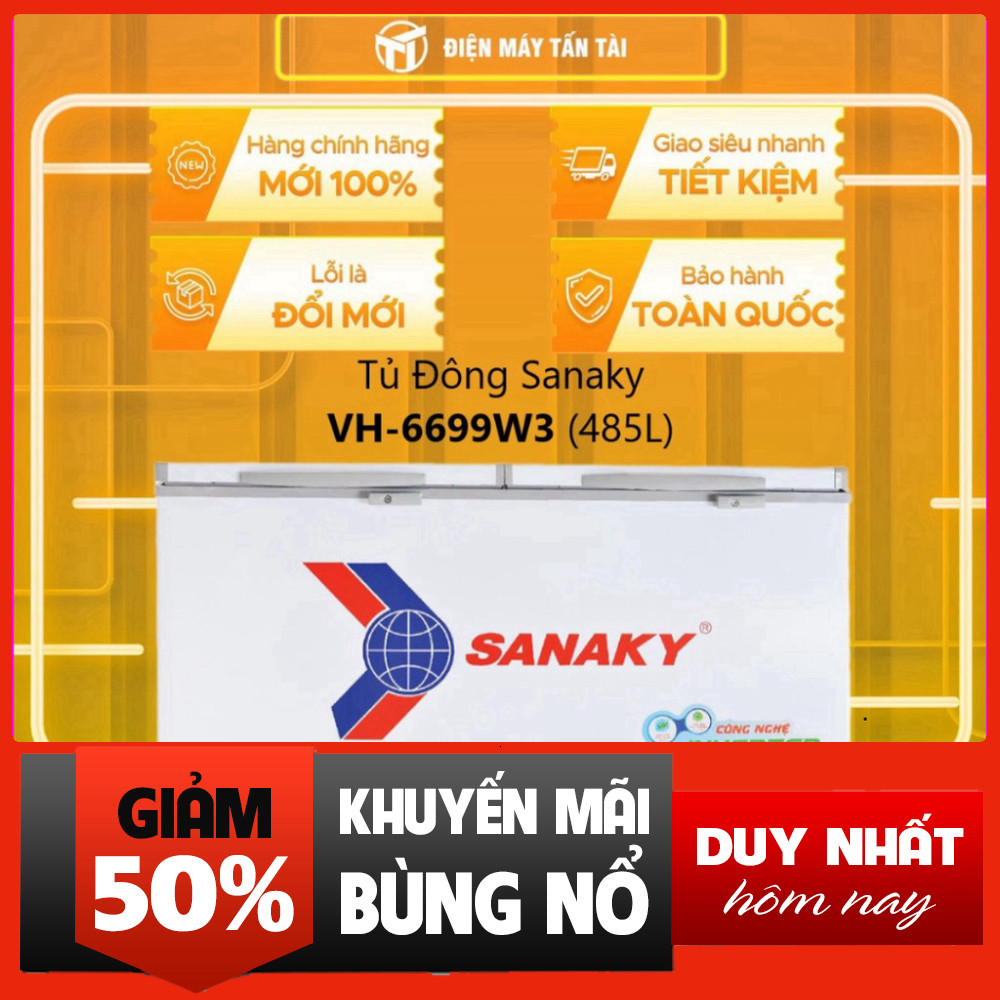 Nhắn shop đặt hàng  - Tủ Đông Inverter SANAKY VH-6699W3 - 485 lít + 1 Ngăn Đông + 1 Ngăn Mát, Miễn P