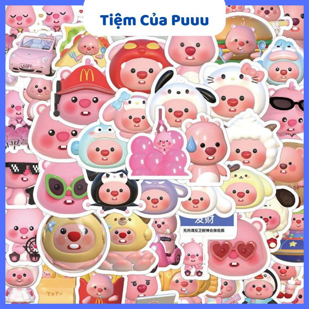 [Tặng Hộp Khi Mua 200 Hình] Sticker Miếng Trang Trí Loopy 3D Sổ Tay Đồ Dùng Tiệm Của Pu