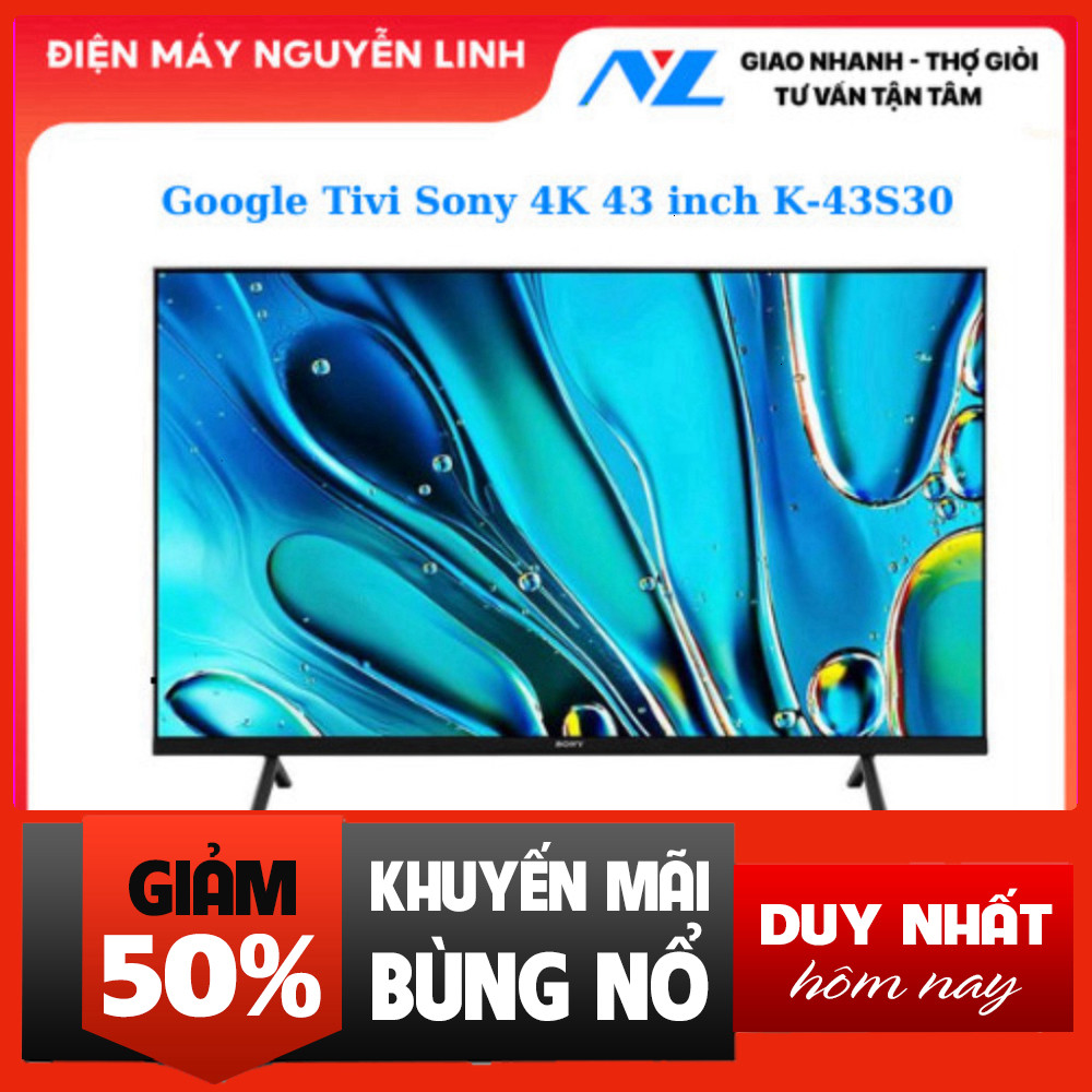 Nhắn shop đặt hàng  Sony Tivi 4K 43" K-43S30 Google Tivi Mới Cao Cấp (Tivi 4K Ultra HD 43 inch) .
