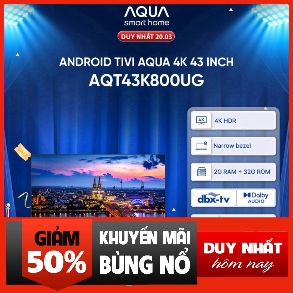 Nhắn shop đặt hàng  Tivi Aqua AQT43K800UG 43inch Màn Hình 4K Bảo Hành 1 Đổi 1 730 Ngày. .
