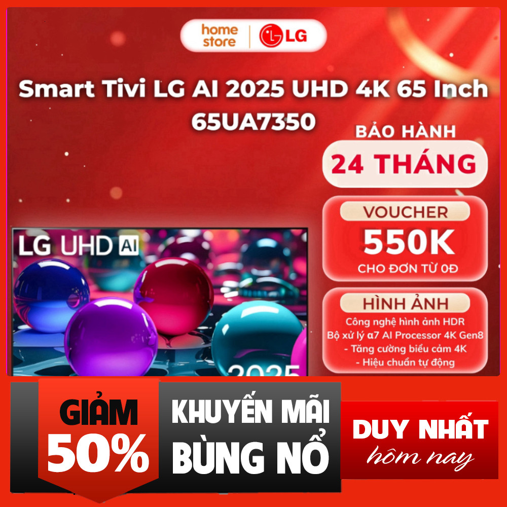 Nhắn shop đặt hàng  Tivi LG AI 65UA7350 65 Inch 4K UHD Tivi Smart AI Tích Hợp Hỗ Trợ Google Assistan