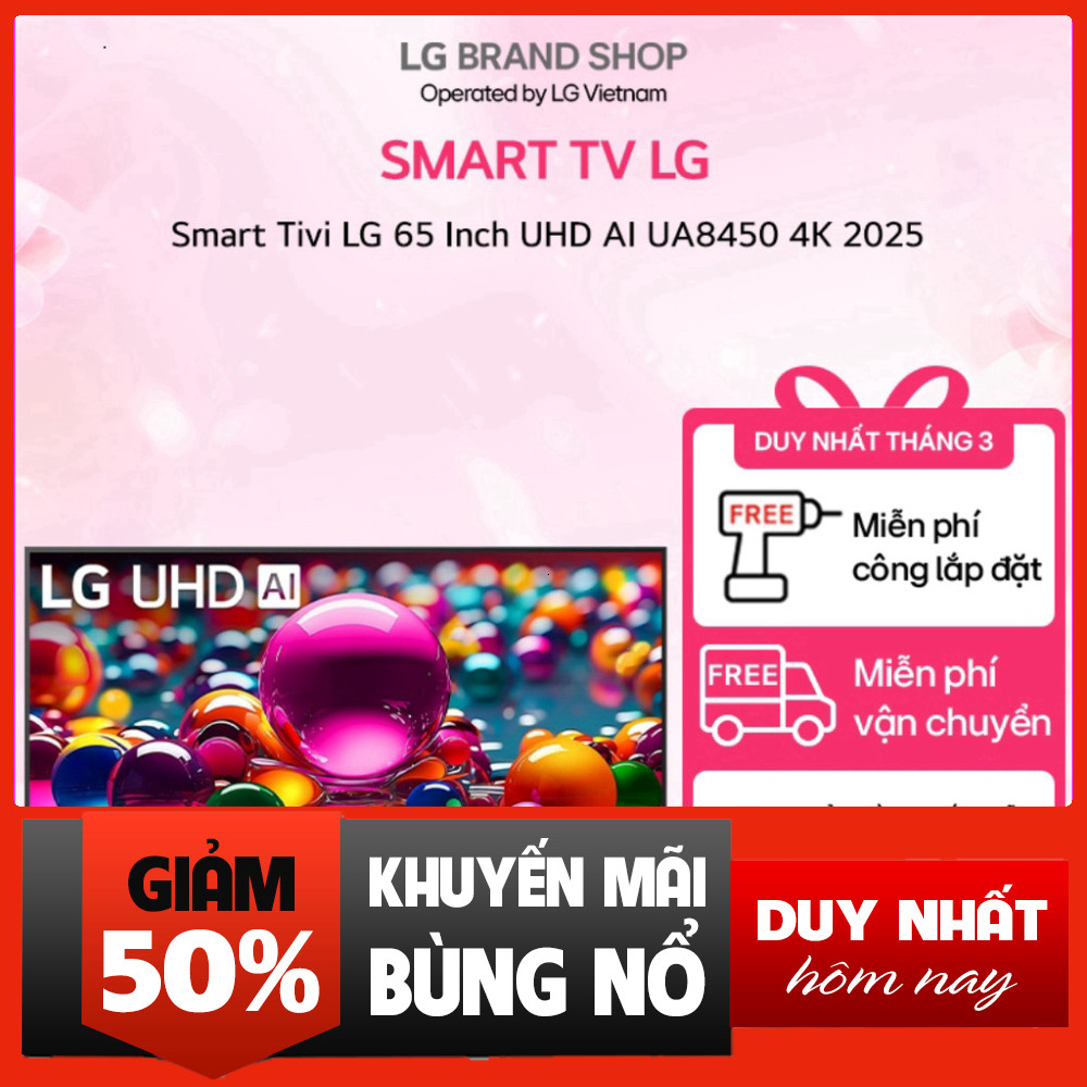 Nhắn shop đặt hàng  Tivi LG 65 Inch UHD AI 4K 2025 Cực Mạnh TV Thông Minh (Trường màn hình rộng 65 i