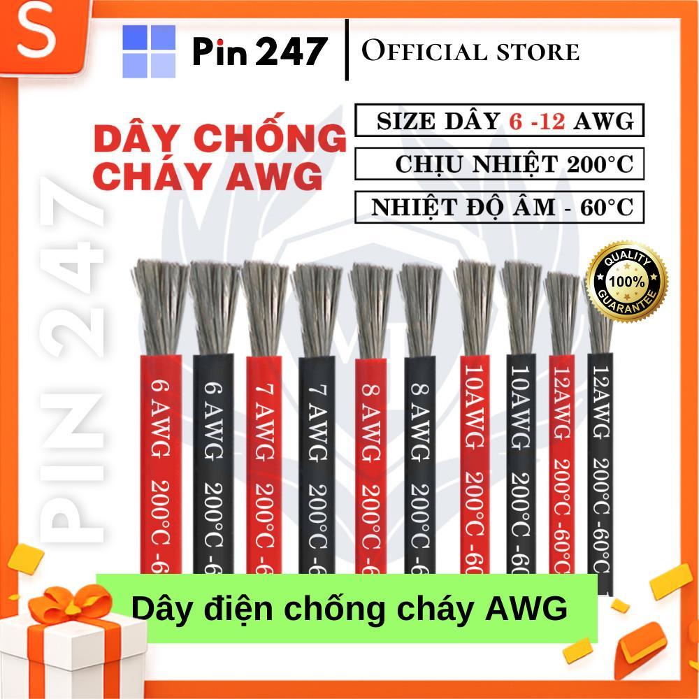 Dây điện 4 AWG 6 AWG 7 AWG 8 AWG 10 AWG 12 AWG vỏ silicon chống cháy chịu nhiệt cao chịu tải cao (1 