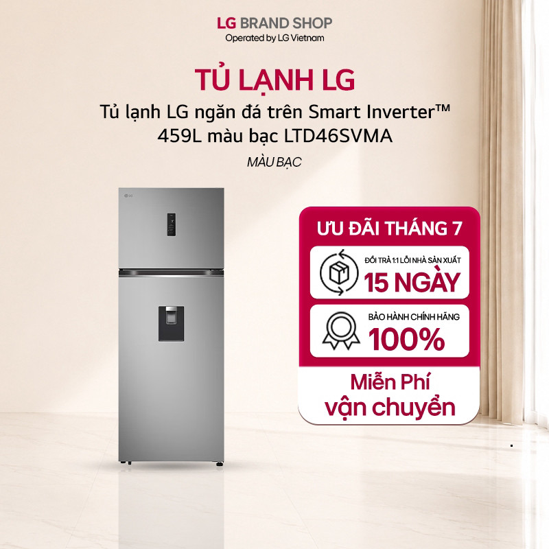 CH  LTD46SVMA - Tủ lạnh LG ngăn đá trên Smart Inverter™ 459L màu bạc LTD46SVMA ]