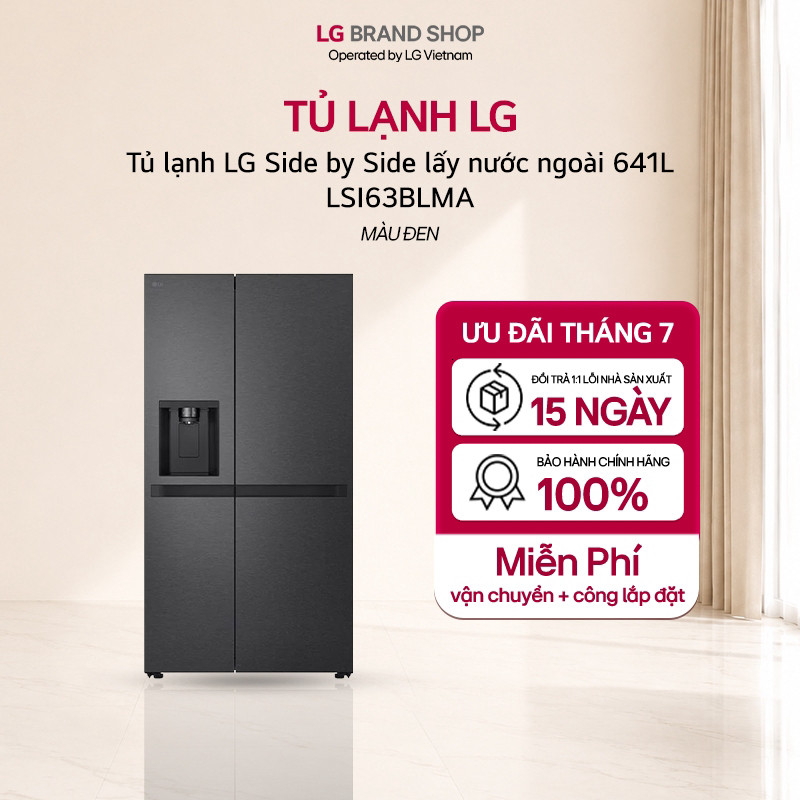 CH  Tủ lạnh LG Side by Side lấy nước ngoài 641L màu đen LSI63BLMA ]