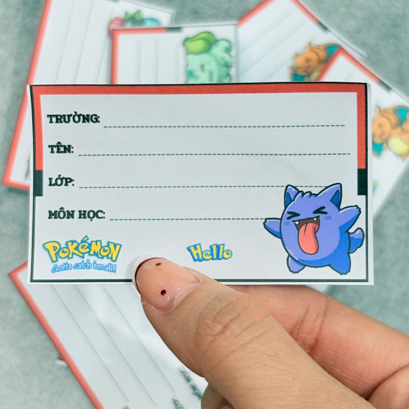 [Nhãn vở Pokemon] Gói 10 miếng nhãn vở anime, nhãn dán tập, sách