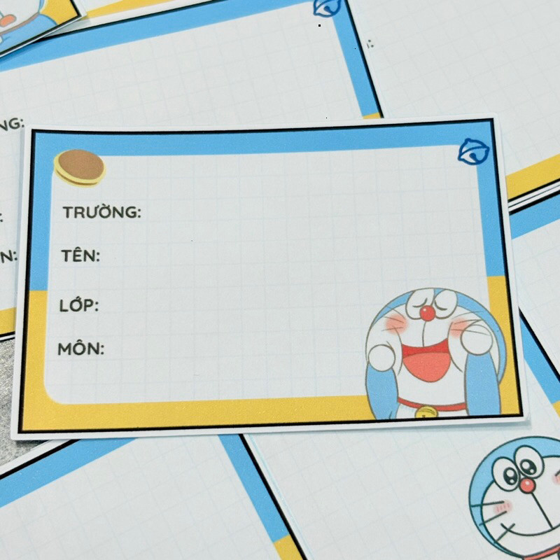 [Nhãn vở Doraemon] Gói 10 miếng nhãn vở anime, nhãn dán tập, sách