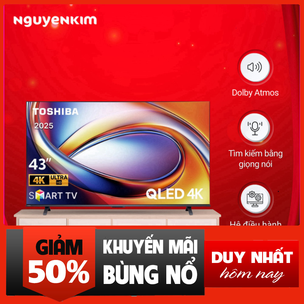 Nhắn shop đặt hàng  Tivi Toshiba QLED AI 43 inch 4K 43M450RP - Màn Hình 43 inch 4K AI Chất Lượng Cao