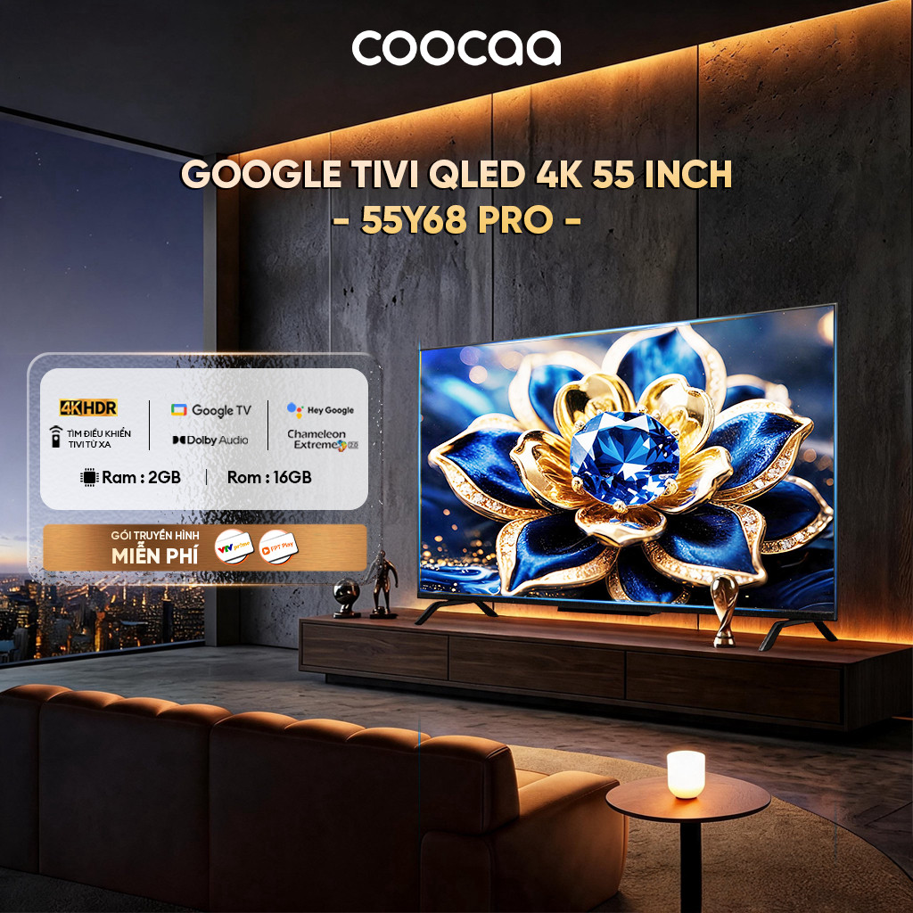 Google Tivi QLED Coocaa 55 inch - 55Y68 Pro