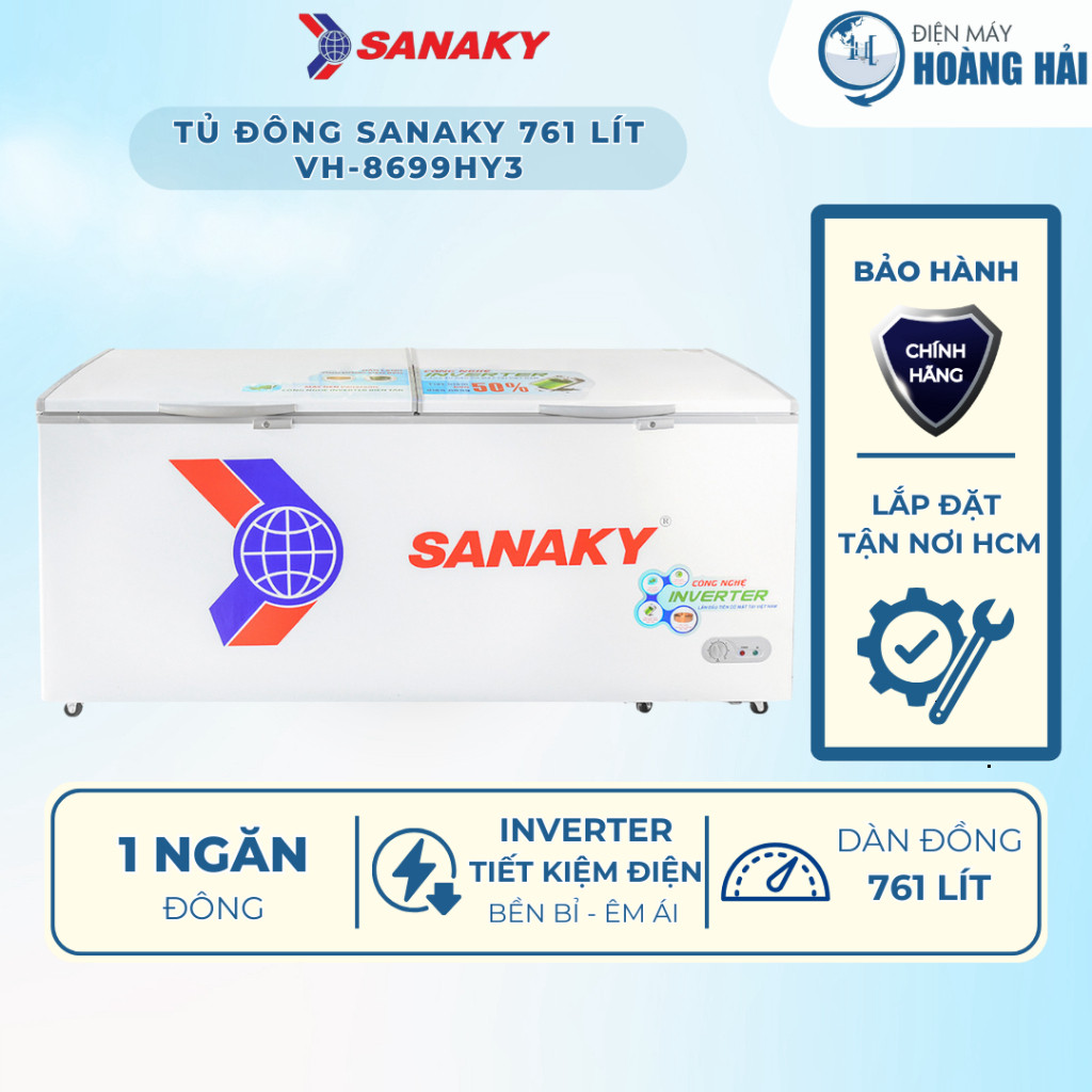 VH-8699HY3 | Tủ đông Sanaky Inverter 761 lít VH-8699HY3 - Hàng chính hãng 100%