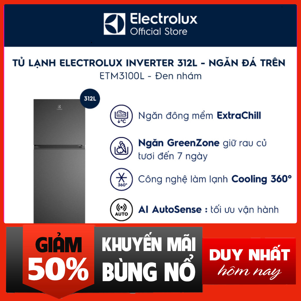 Nhắn shop đặt hàng  Tủ Lạnh Electrolux 312L 700 Series ETM3100L-B Đen Nhám 3 Cánh Tiết Kiệm Điện .