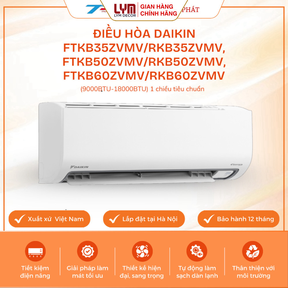Điều Hòa Daikin FTKB35ZVMV/RKB35ZVMV; FTKB50ZVMV/RKB50ZVMV; FTKB60ZVMV/RKB60ZVMV Inverter 1 Chiều