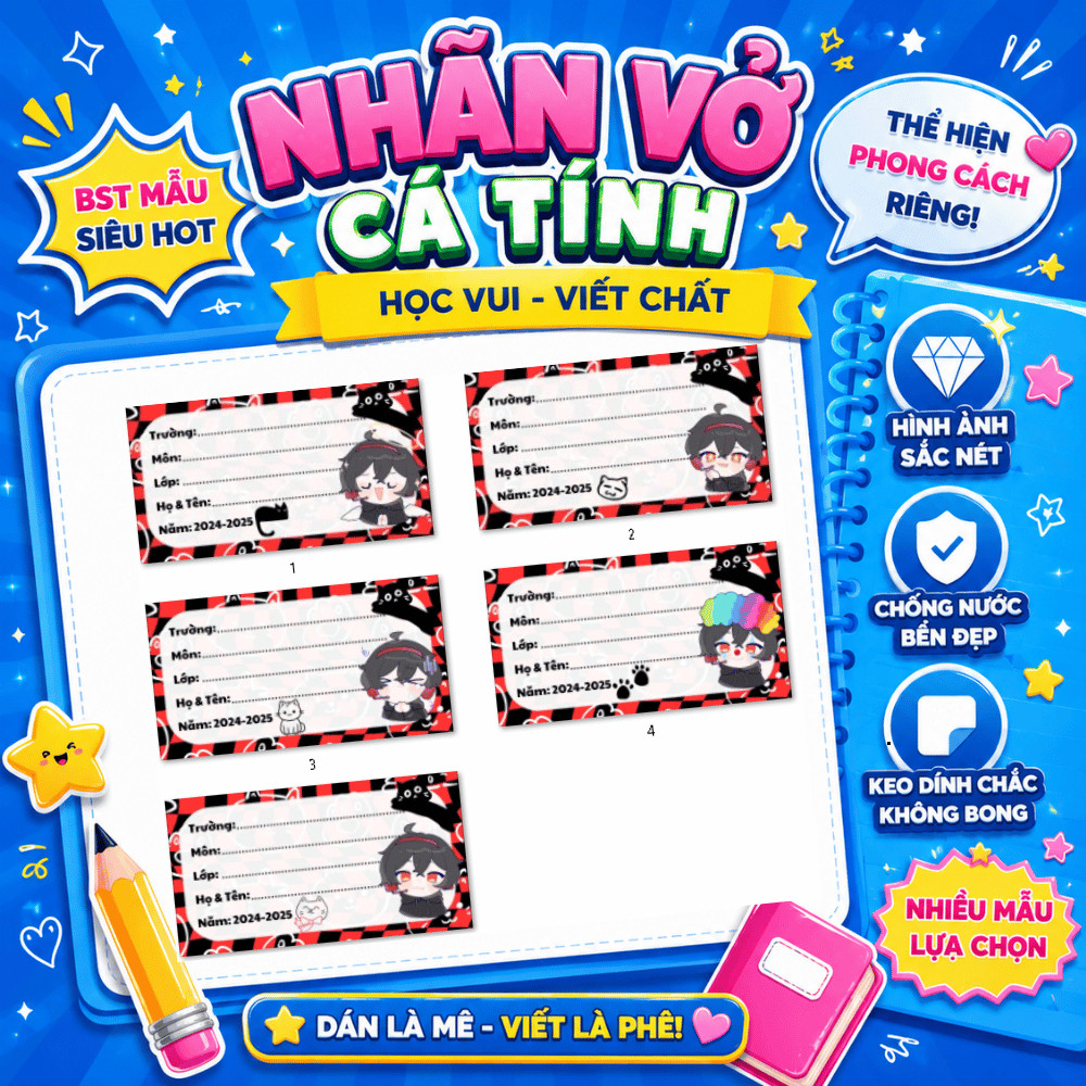 20 Nhãn Dán Sách Vở In Hình Kira MC