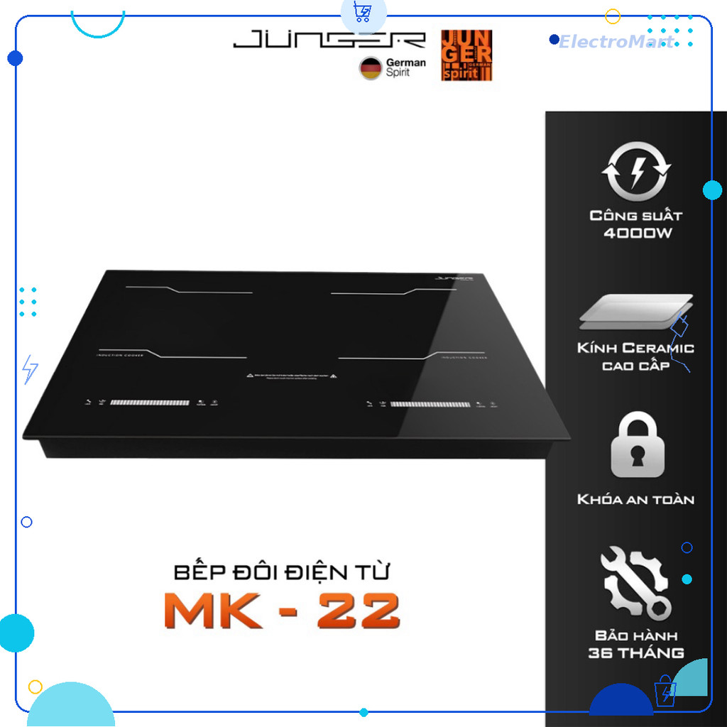 MK-22 - Bếp từ đôi Junger 4000W 2 vùng nấu khóa an toàn lắp âm dương