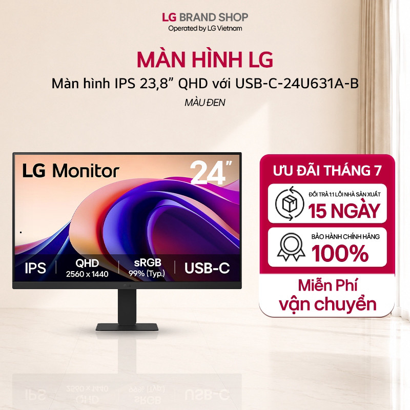 (CH) [Chỉ giao miền Nam/Bắc] 24U631A-B - Màn hình IPS 23,8” QHD với USB-C