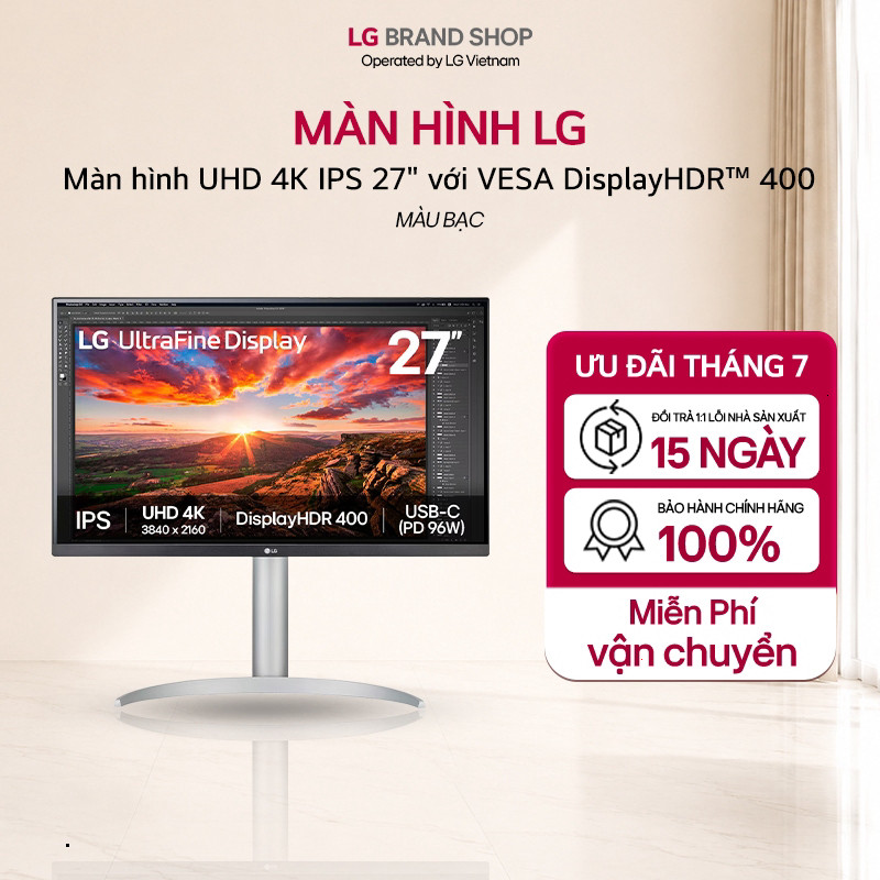 (CH) [Chỉ giao miền Bắc] 27UP850K-W.ATV- Màn hình gaming UHD 4K IPS 27" với VESA DisplayHDR™ 400