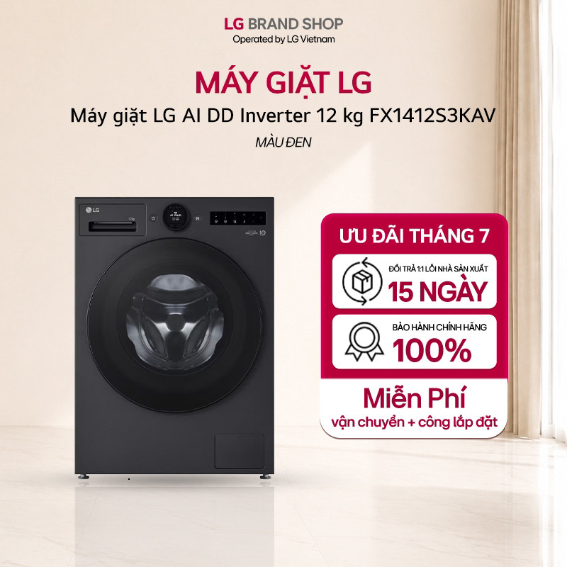 (CH) [Chỉ giao miền Nam/Bắc] FX1412S3KAV - Máy giặt lồng ngang LG AI DD Inverter 12 kg FX1412S3KAV