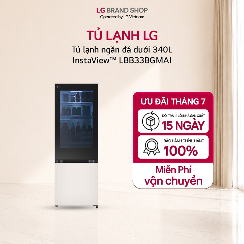 (CH) [Chỉ giao miền Nam/Bắc] Tủ lạnh ngăn đá dưới 340L InstaView™ LBB33BGMAI