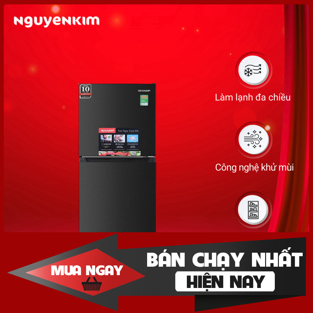 Tủ lạnh Inverter 197 lít 2 cánh Sharp SJ-X215V-DG Giữ Hạnh Phúc Cung Cấp Nhiệt (or) Tủ lạnh Inverter