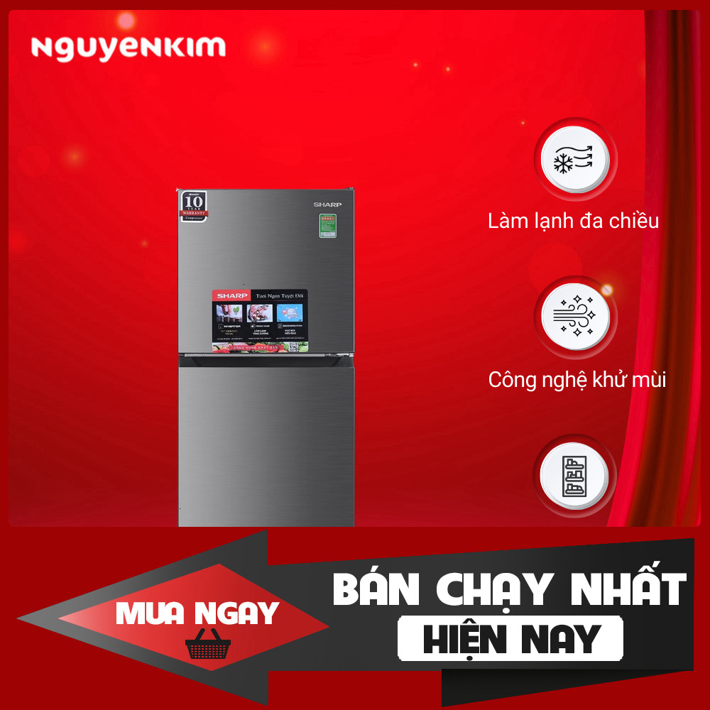 Tủ Lạnh Sharp 2 Cánh Inverter 197 Lít SJ-X215V-SL Tích Hợp Ngăn Đông Trên