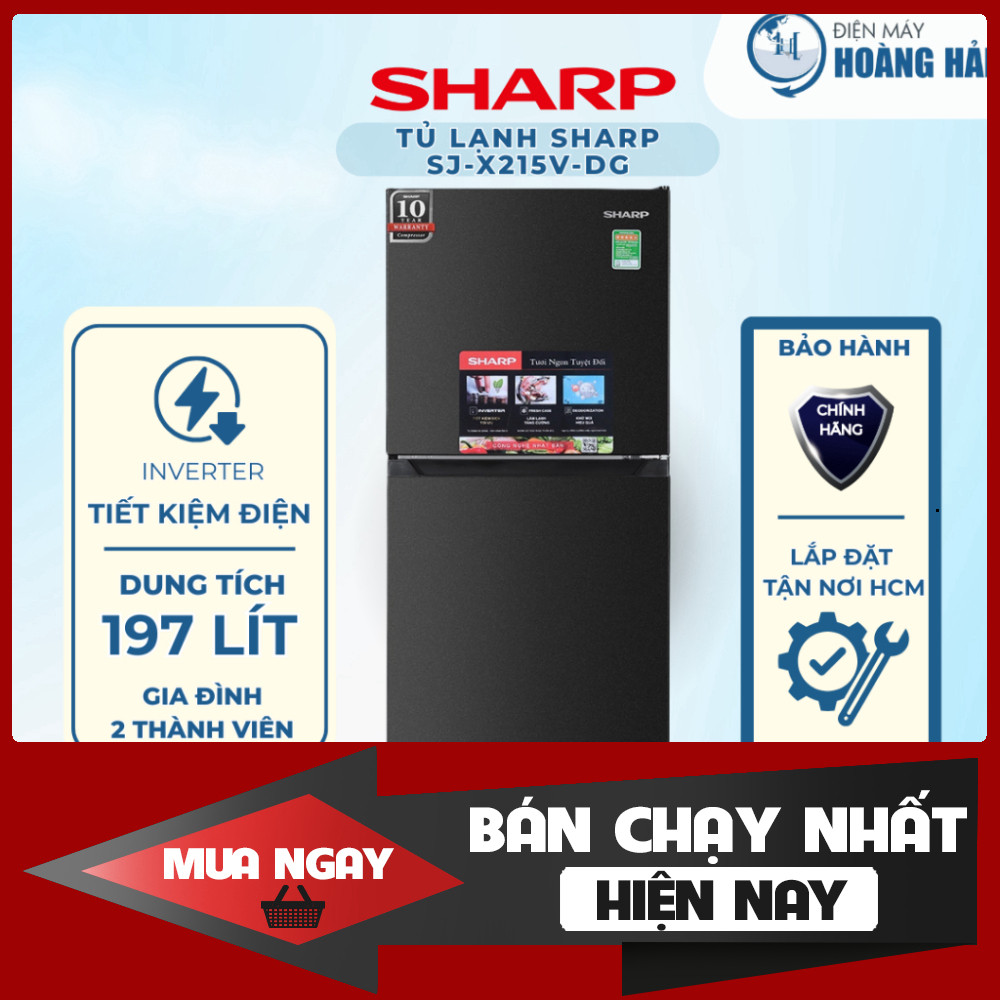 Tủ Lạnh Sharp Inverter 197 Lít SJ X215V DG SL Tiết Kiệm Điện Vận Chuyển Tốt