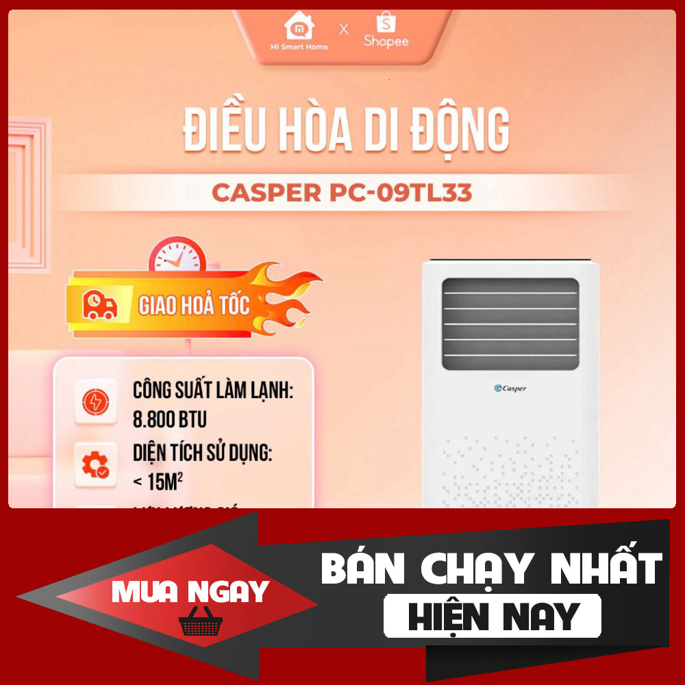 Máy Làm Mát Không Khí Casper 1 chiều 1HP PC-09TL33 Điều Hòa Cầm Tay Nhanh Chóng Bảo Hành 3 Năm
