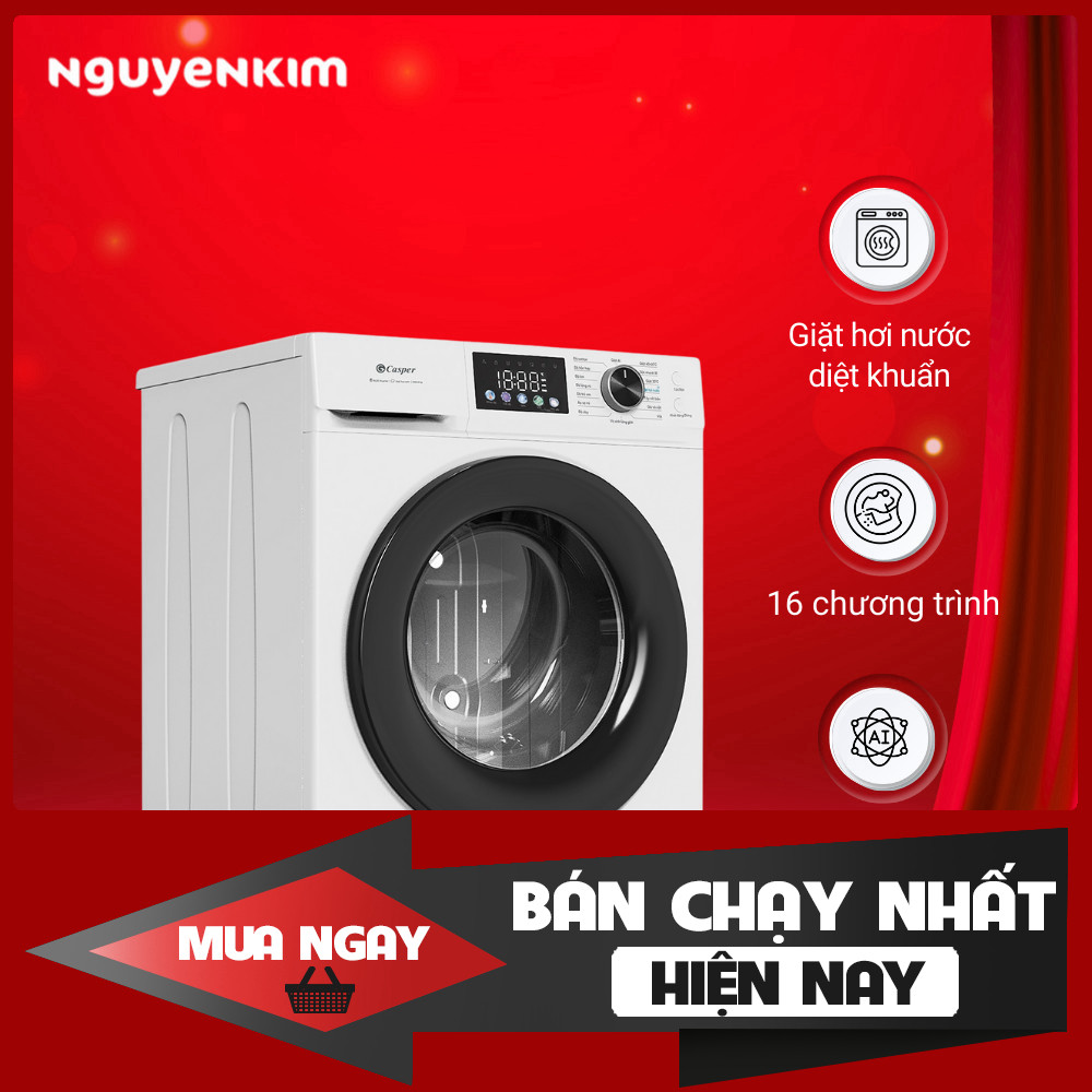 Máy Giặt Casper ProWash Inverter 8kg WF-D8VWR1 Cao Cấp Tiết Kiệm Điện