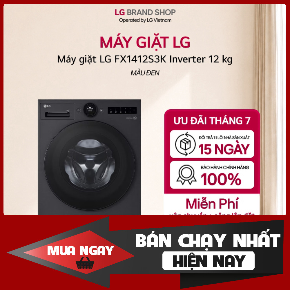 [Chỉ giao miền Bắc] Máy giặt lồng ngang LG FX1412S3K Inverter 12 kg