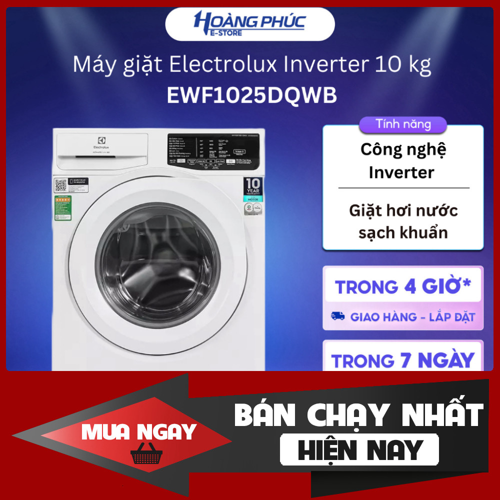 Máy Giặt Electrolux Inverter 10 Kg EWF1025DQWB {Toàn Quốc}