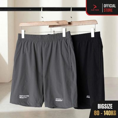 Quần Short Thun Gió Bigsize Nam AKYOO 80-140kg, Dày Dặn Không Xù, Không Bai Nhão. Thảo Mái Khi Mặc - SN R GHI - R DEN