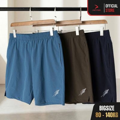 Quần Short Thun Gió Big Size Nam 80-135kg AKYOO Vải Gió Thun Co Giãn, Thoải Mái - ST A XANH - A NAU - A DEN
