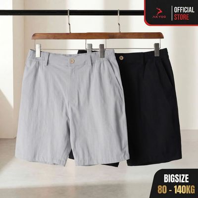 Quần Short Đũi Nam Big Size Akyoo 80-140kg.Chất Vải Đũi Mềm Mại, Thoải Mái Khi Mặc - SN DUI D - DUI GHI