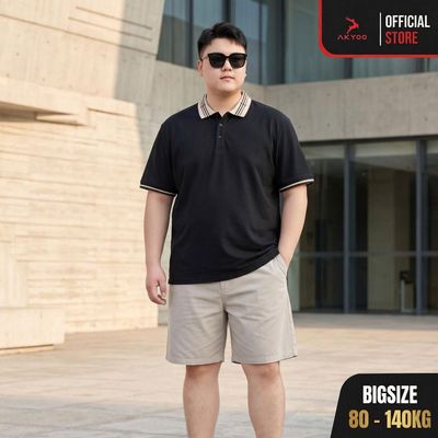 Áo Polo Bigsize Nam 80-140KG AKYOO, Vải Cotton Cao Cấp, Thoáng Mát, Thấm Hút Mồ Hôi - PL CO KE
