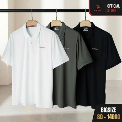 Áo Polo Nam Bigsize 80-140KG AKYOO Cao Cấp Cotton Co Giãn, Thâm Hút Mồ Hôi, Áo Polo Bigsize - PL M GHI, DEN, TRANG