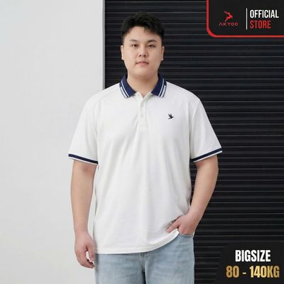 Áo POLO Nam Bigsize 80-140KG AKYOO Cao Cấp Cotton Co Giãn, Thâm Hút Mồ Hôi, Áo Polo Bigsize - PL CO THAN