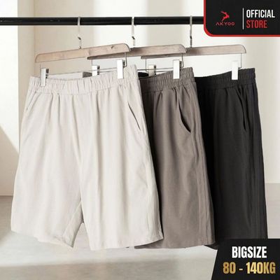 Quần Short Thun Nỉ Bigsize Nam AKYOO 80-140kg, Dày Dặn Không Xù, Không Bai Nhão - SN NAU - XAM - DEN