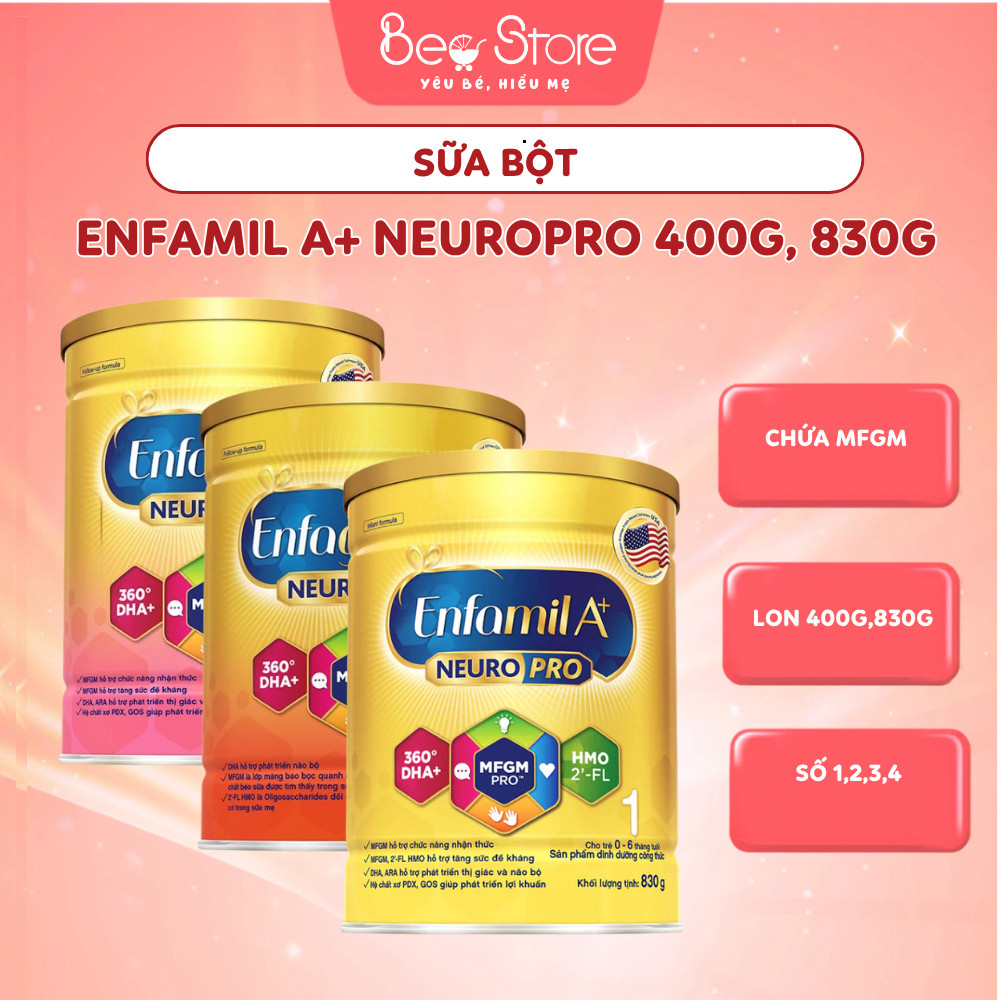 Sữa bột Enfamil A+ NeuroPro Số 1, Số 2, Số 3 400g/800g