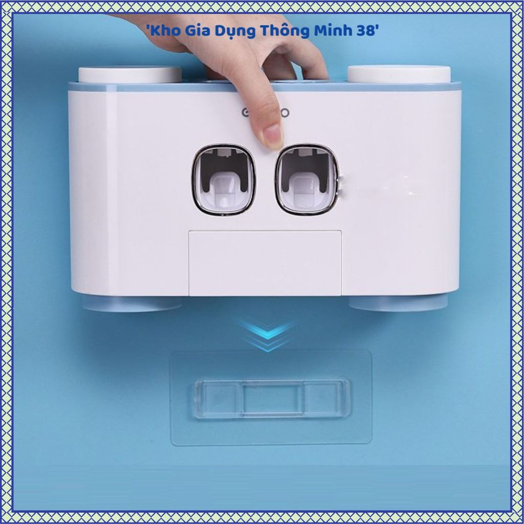 KỆ TREO NHÀ TẮM SIÊU DÍNH ECOCO, Kệ 2 Nhả Kem Đánh Răng, Kèm 4 Cốc Đánh Răng, Giá Đựng Bàn Chải Cao 